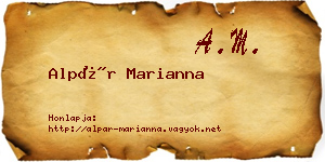 Alpár Marianna névjegykártya